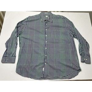 Peter Millar Mens XXL Blue/Green Check Button Down Long Sleeve Shirt